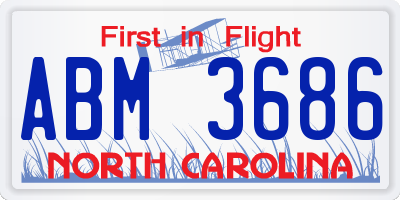 NC license plate ABM3686