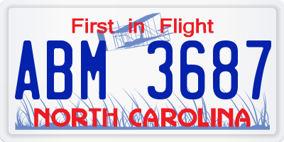 NC license plate ABM3687