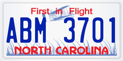 NC license plate ABM3701