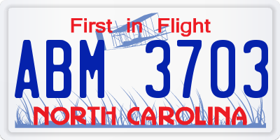 NC license plate ABM3703