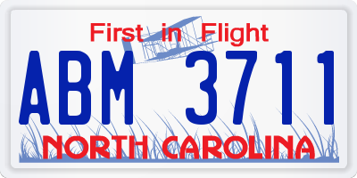 NC license plate ABM3711