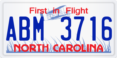 NC license plate ABM3716