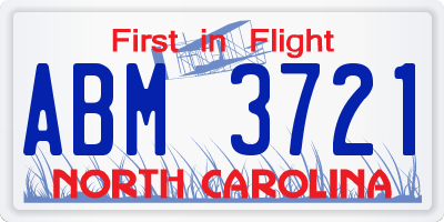 NC license plate ABM3721