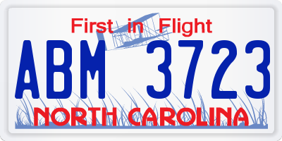 NC license plate ABM3723