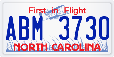 NC license plate ABM3730