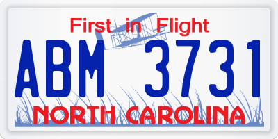 NC license plate ABM3731