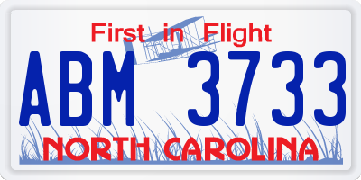 NC license plate ABM3733