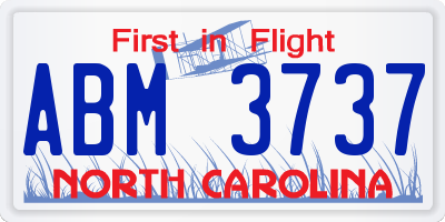 NC license plate ABM3737