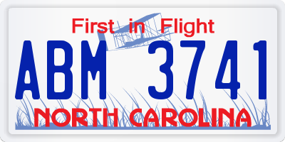 NC license plate ABM3741