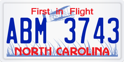 NC license plate ABM3743