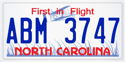NC license plate ABM3747