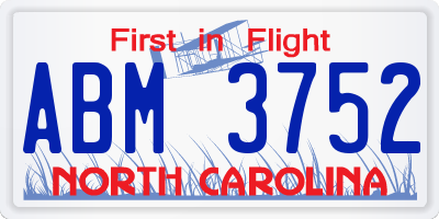 NC license plate ABM3752