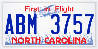 NC license plate ABM3757
