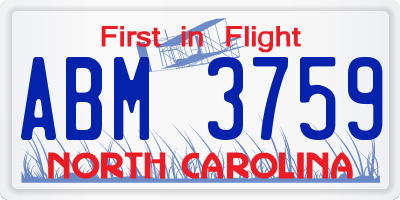 NC license plate ABM3759