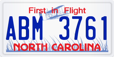 NC license plate ABM3761