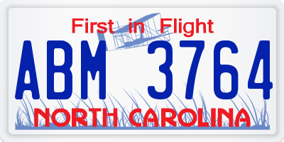 NC license plate ABM3764