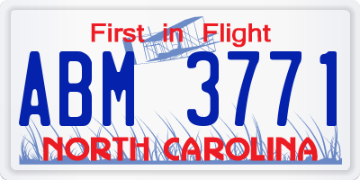 NC license plate ABM3771