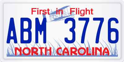 NC license plate ABM3776