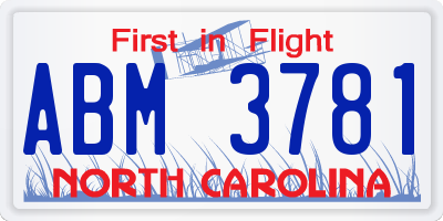 NC license plate ABM3781