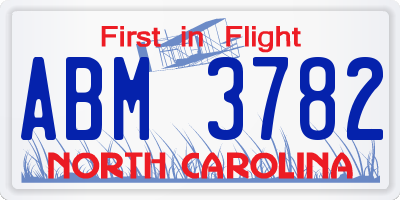 NC license plate ABM3782