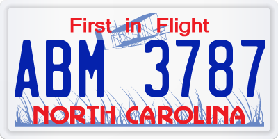 NC license plate ABM3787