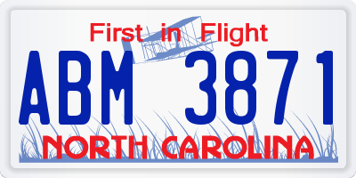 NC license plate ABM3871