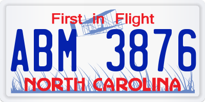 NC license plate ABM3876