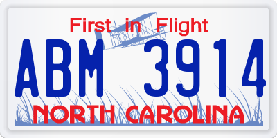 NC license plate ABM3914