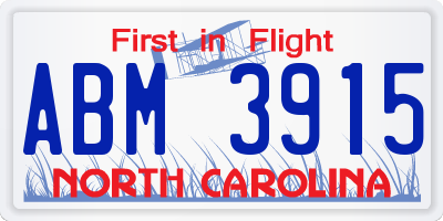 NC license plate ABM3915