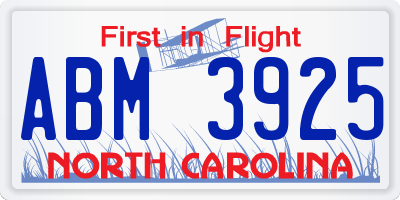 NC license plate ABM3925