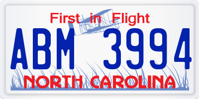 NC license plate ABM3994