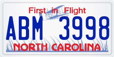 NC license plate ABM3998