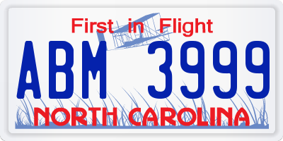 NC license plate ABM3999