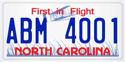 NC license plate ABM4001