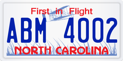 NC license plate ABM4002