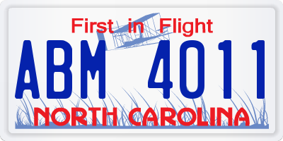 NC license plate ABM4011