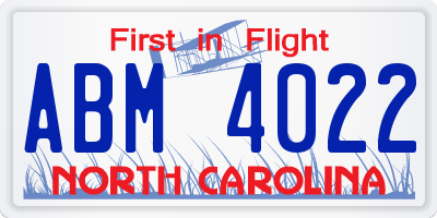 NC license plate ABM4022