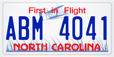 NC license plate ABM4041