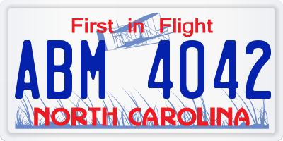 NC license plate ABM4042