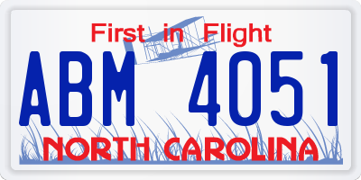 NC license plate ABM4051