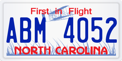 NC license plate ABM4052