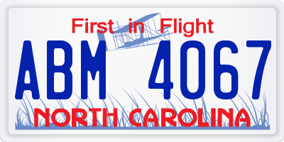 NC license plate ABM4067
