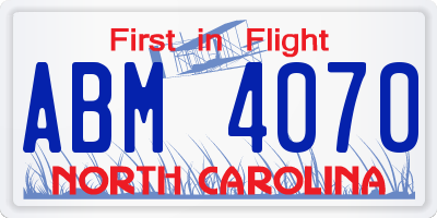 NC license plate ABM4070