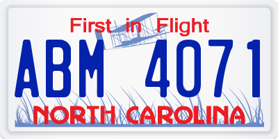 NC license plate ABM4071