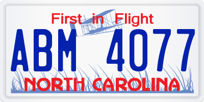 NC license plate ABM4077