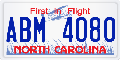 NC license plate ABM4080