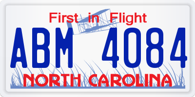NC license plate ABM4084