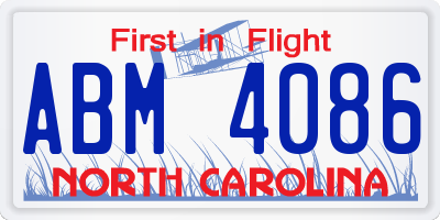 NC license plate ABM4086