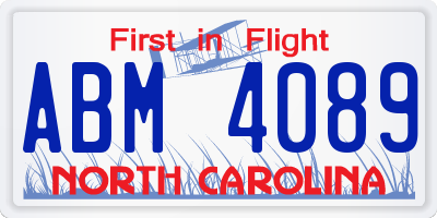 NC license plate ABM4089