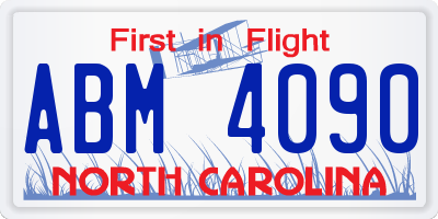 NC license plate ABM4090
